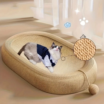 Sisal Cat Scratching Board & Bed – 60cm Multi-Functional Round Scratcher with Toy Ball Set